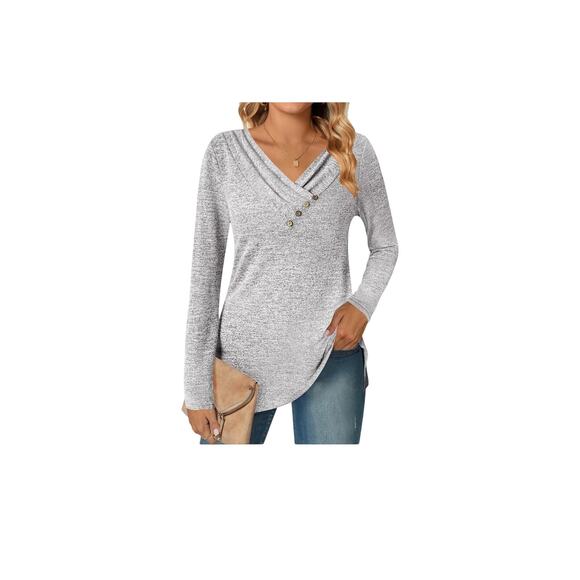 Zeagoo  Casual Tunic Tops Long Sleeve Shirts for Leggings V Neck Button xxl NWT - Picture 2 of 4